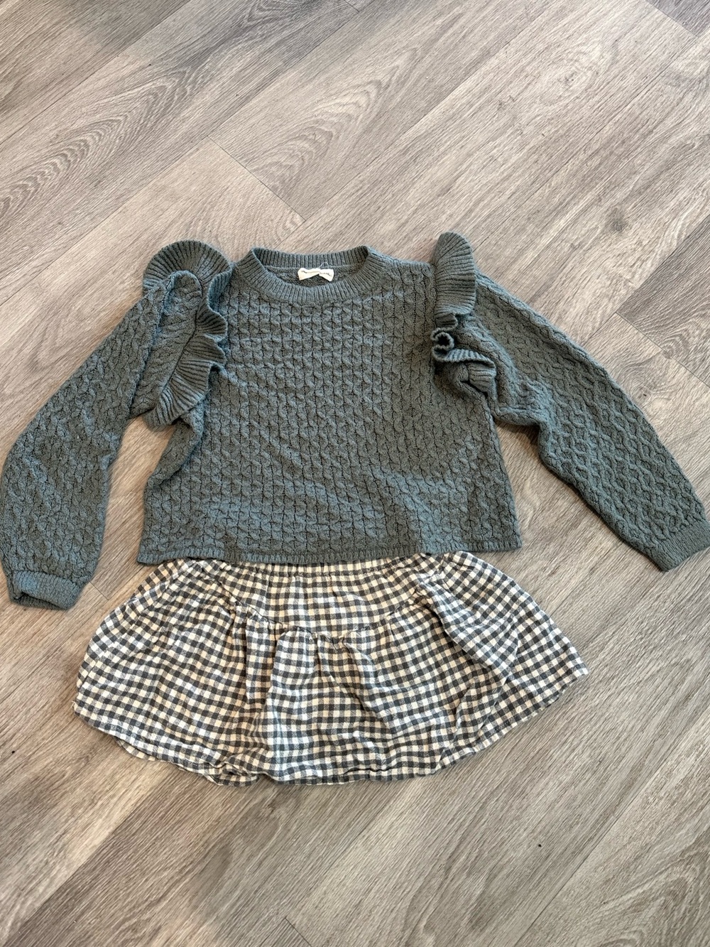 Rylee + Cru Textured Ruffle Sweater in Slate Gray